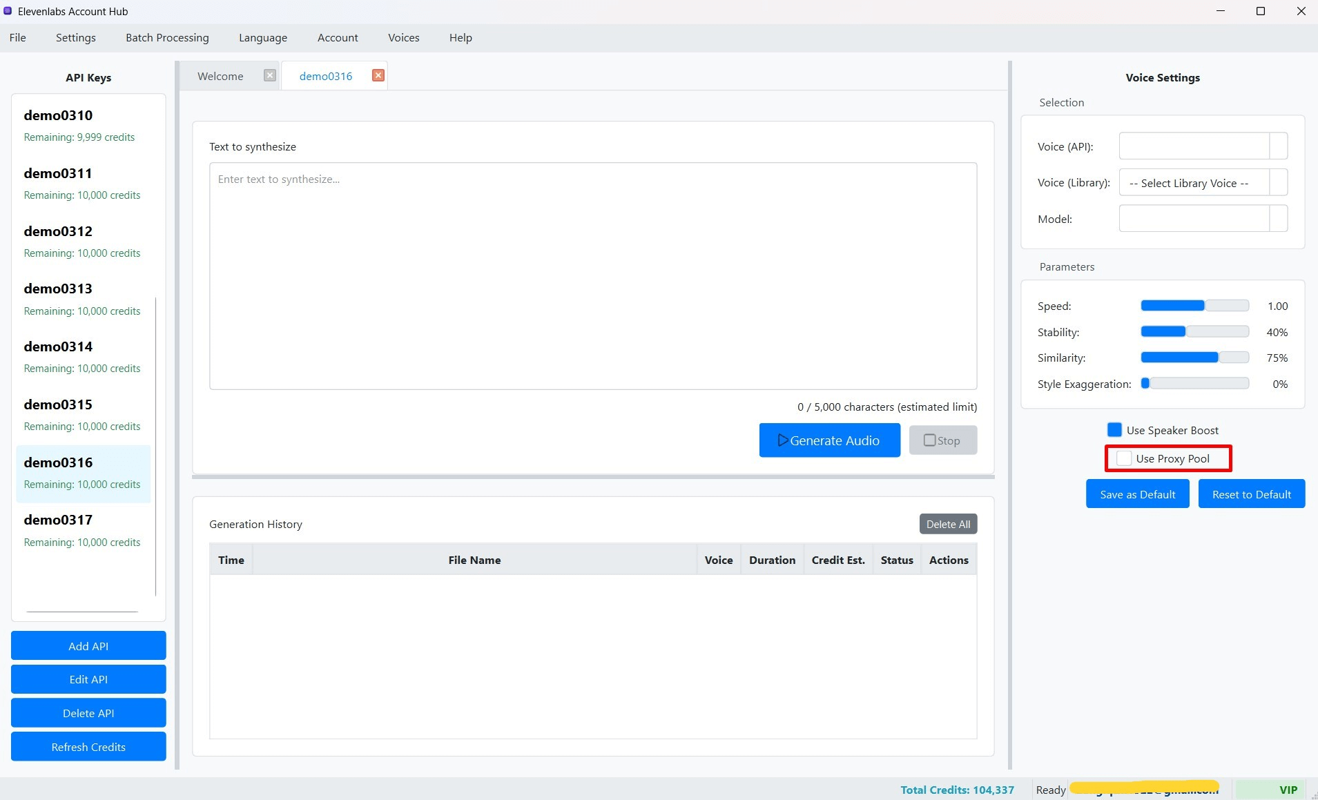 Ô đánh dấu tùy chọn Sử dụng Proxy Pool trong Bảng Cài đặt
